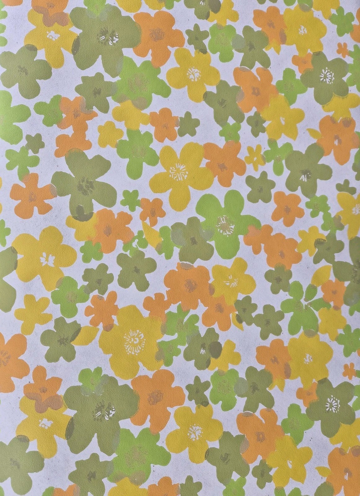 Vintage open 60 70s Floral Wallpaper 20′ Flower Power Yellow Orange Floral 20.5″