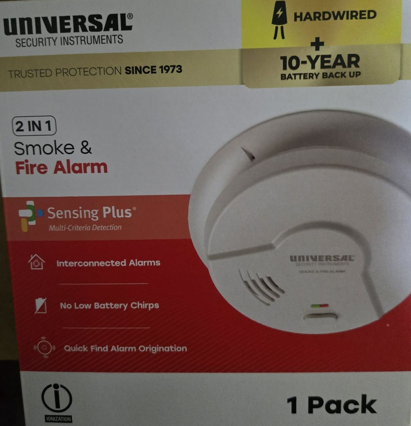 Universal 2 in 1 Smoke & Fire Alarm Detector Sensing Plus hardwired New