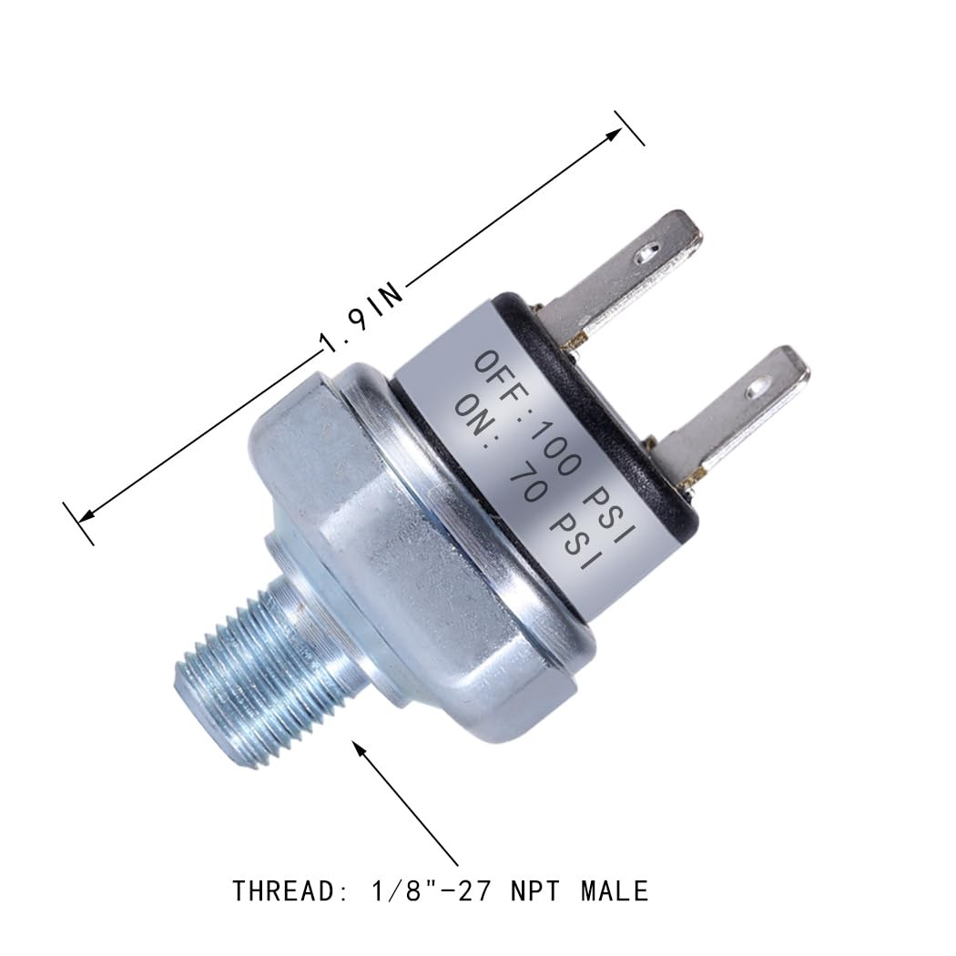 Air Compressor Pressure Switch 70-100 PSI 1/8″-27 NPT 24V 12V DC 110V 120V 240V