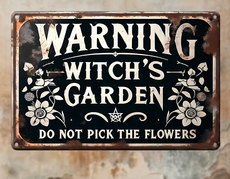 Rustic Witch Garden Wiccan Gothic Wall Decor Yard Spring Metal 12×8 Metal Sign