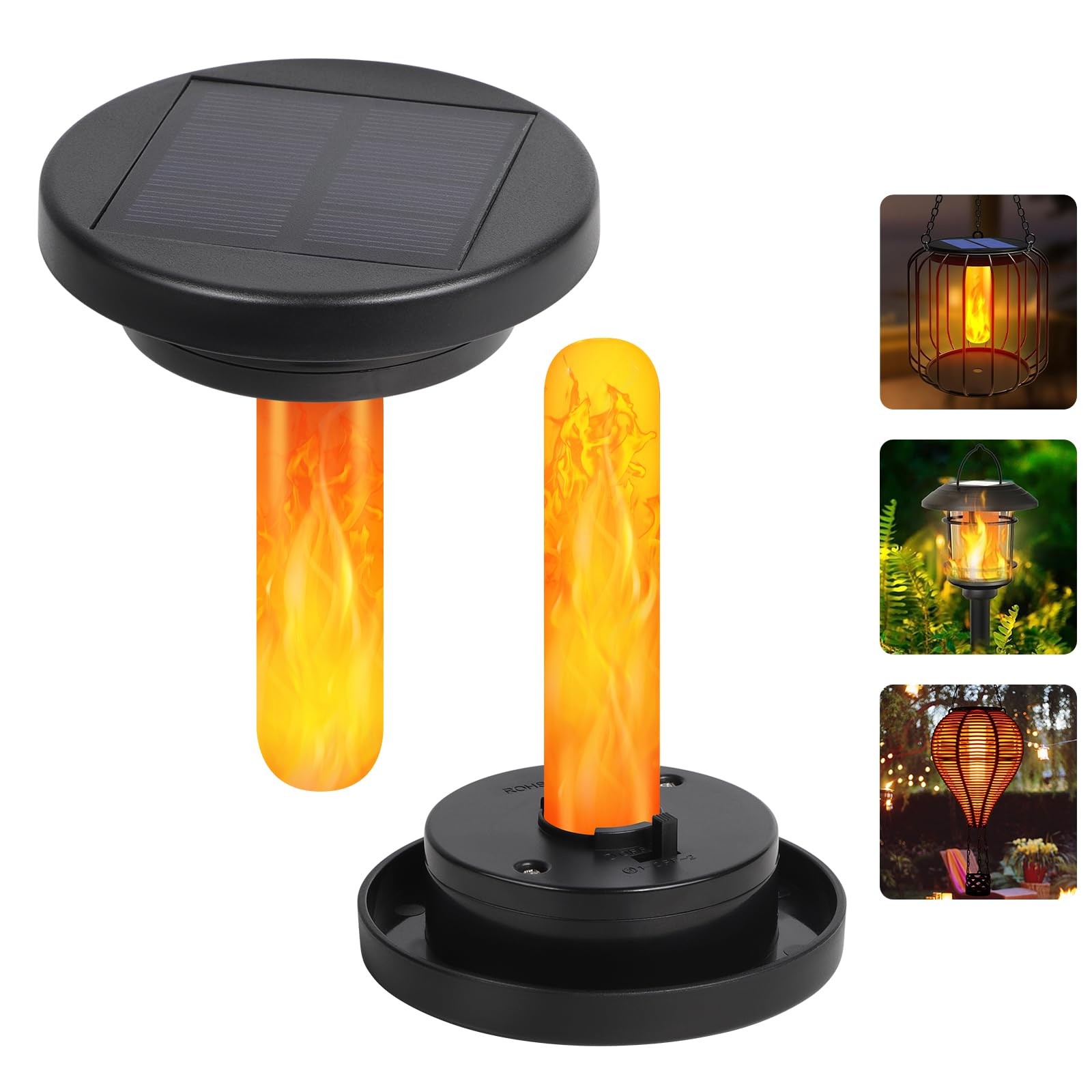 Flickering Flame Solar Replacement Tops 2.83 Inch Fits 2.36/2.42/2.5/2.76 In