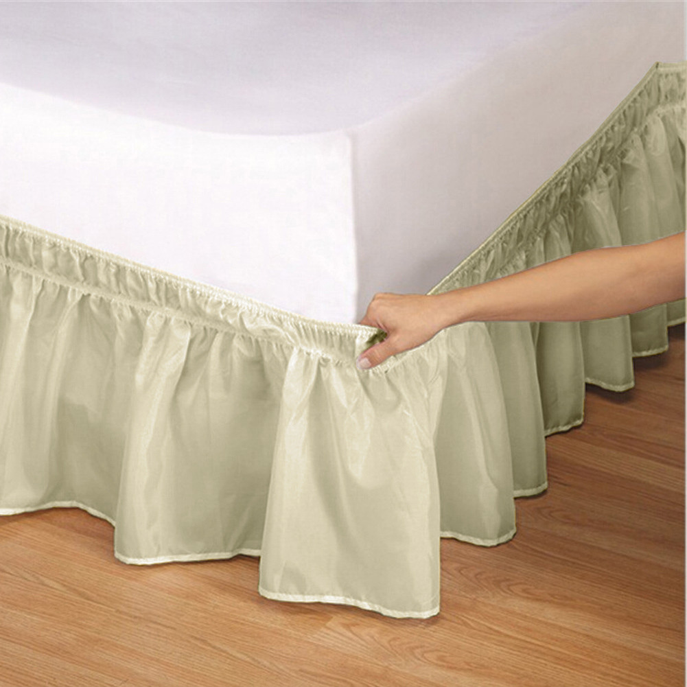 Wrap Around Bed Skirts Drop Solid Color Elastic Bed Skirt Queen King Full Dust