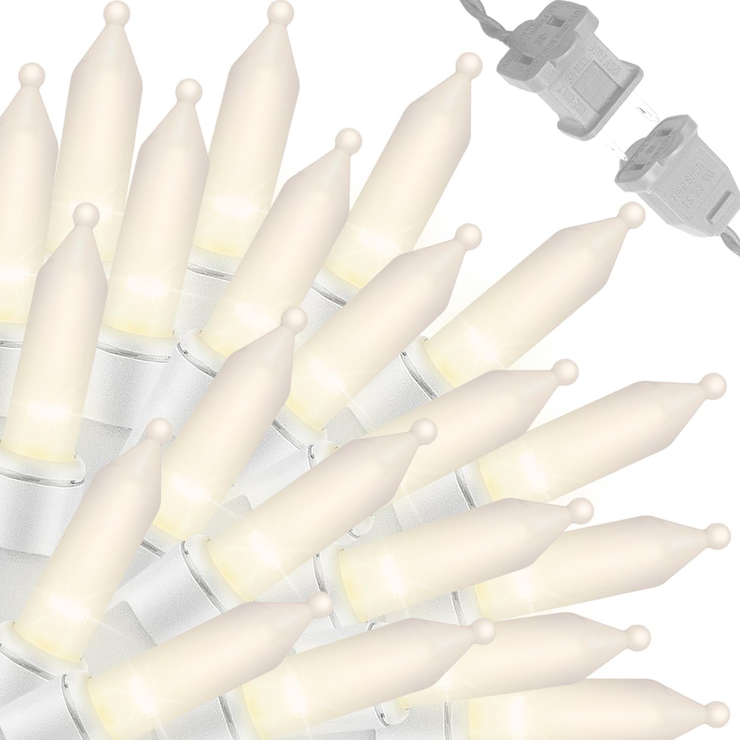 100 Count Red White and Blue Mini String Lights with White Wire,Connectable 19.6