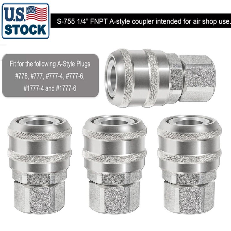 S775 A-Style Air Coupler Push Type 1/4″ FNPT NPT Female Pack of 4