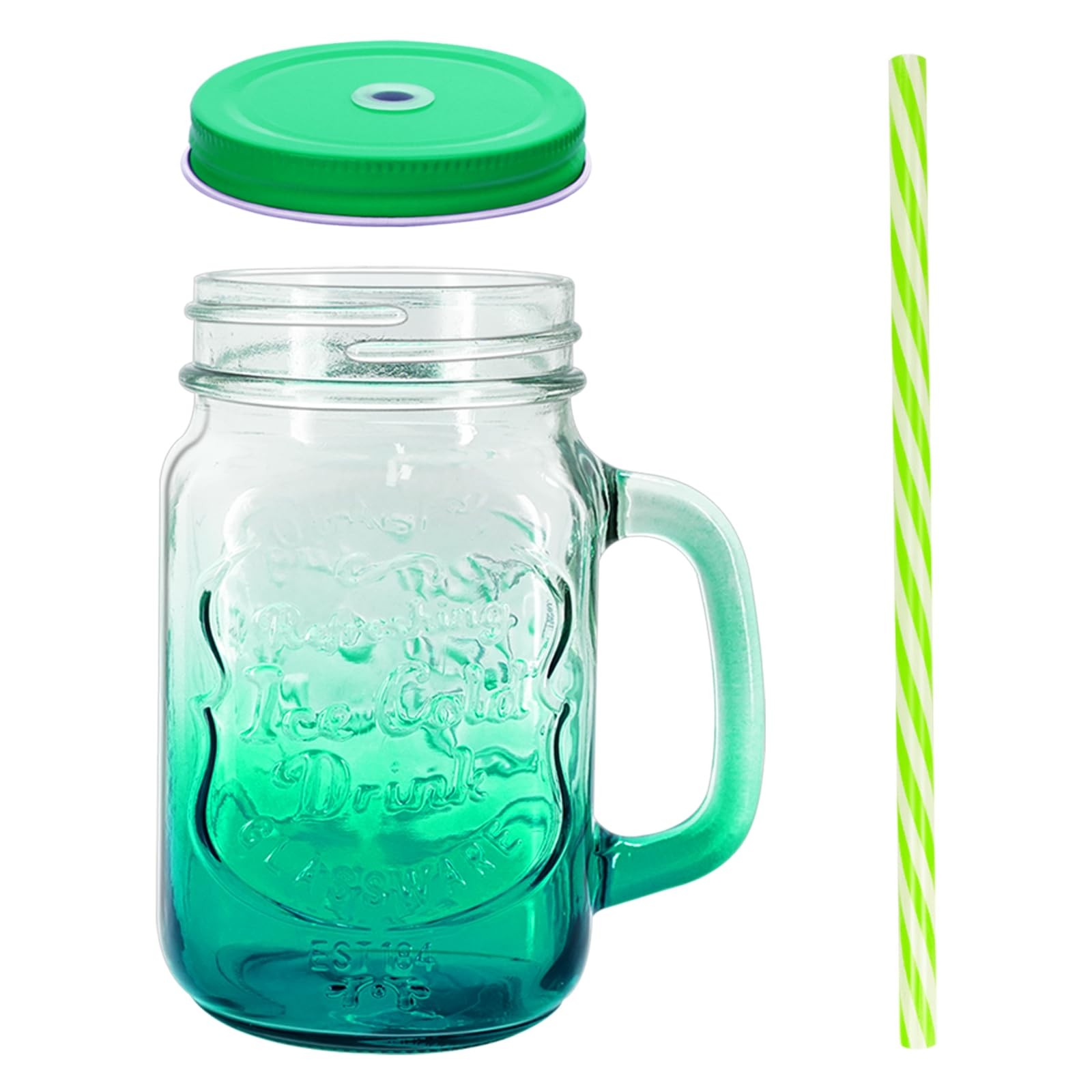 1Pc Mason Jar Drinking Glasses 16 oz. Colored Mugs With Embossed Ice-Cold Dri…