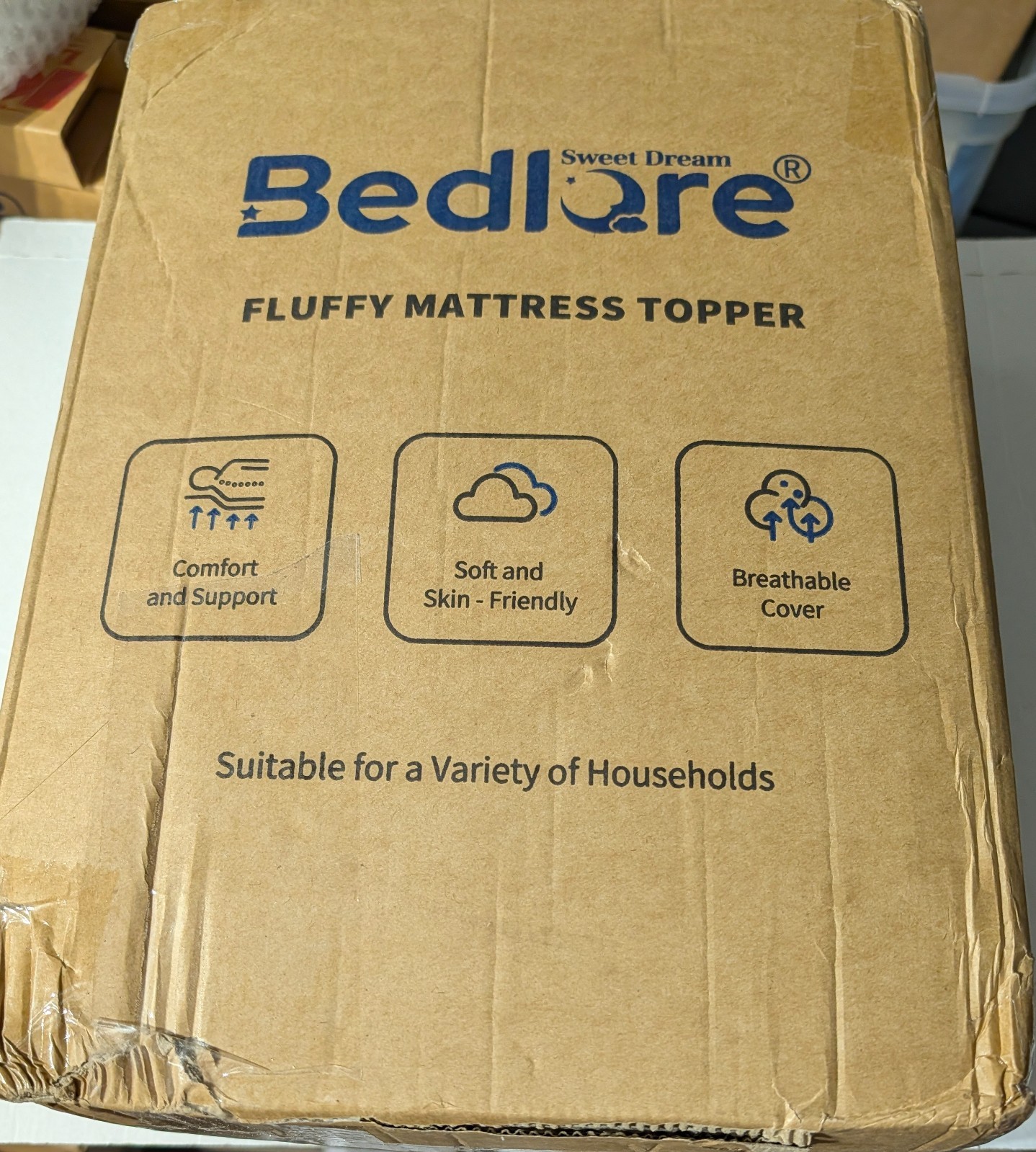 Bedlore Fluffy Mattress Topper King White Soft Breathable Cover Adults Bedding