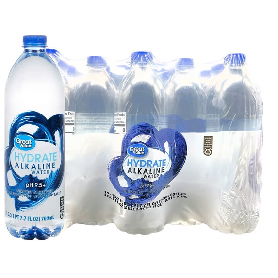 Great Value Hydrate Alkaline Water, 23.7 fl Oz, Bottle, 15 Count…,,,