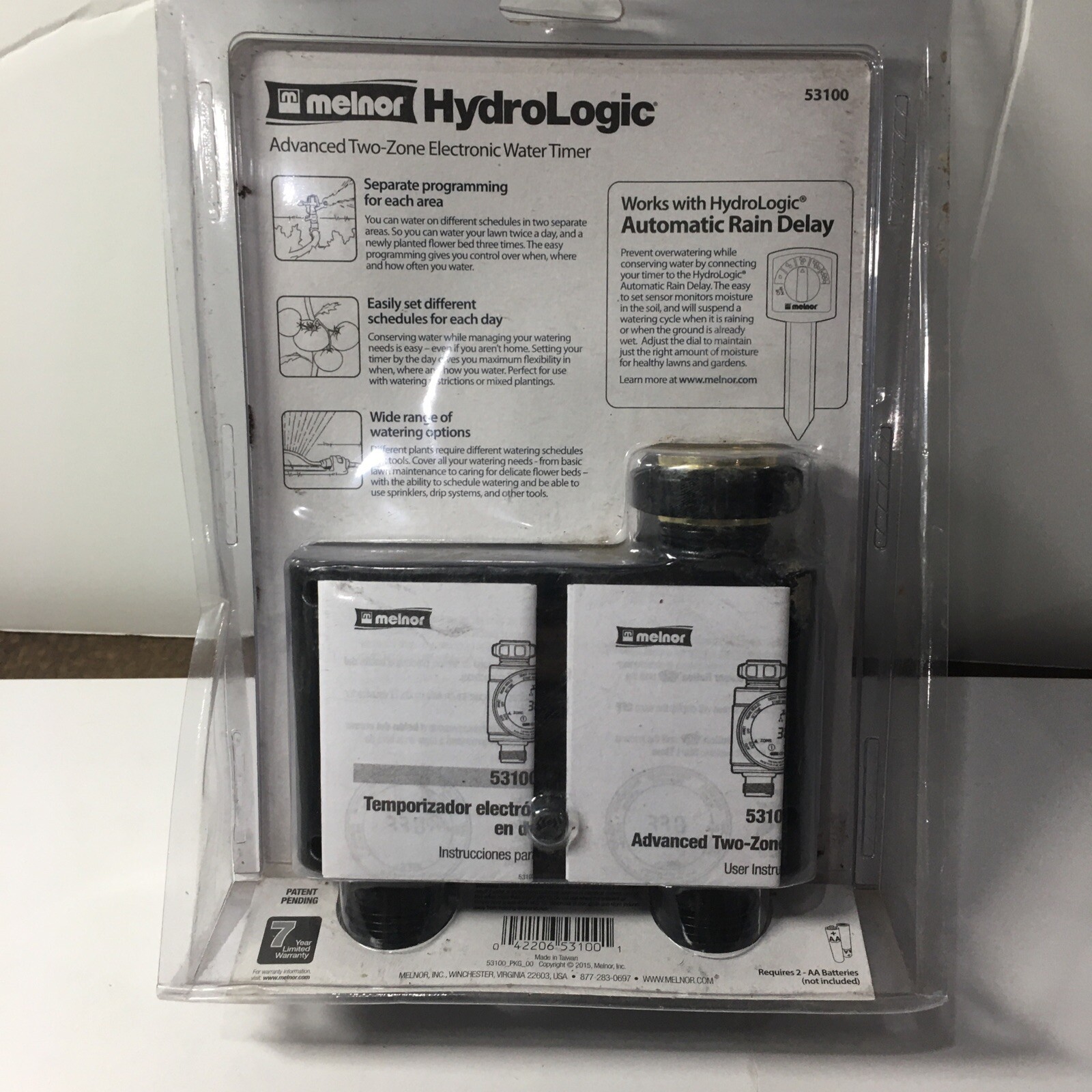 Melnor HydroLogic Advanced Two-Zone Electronic Water Timer. 53100. New!