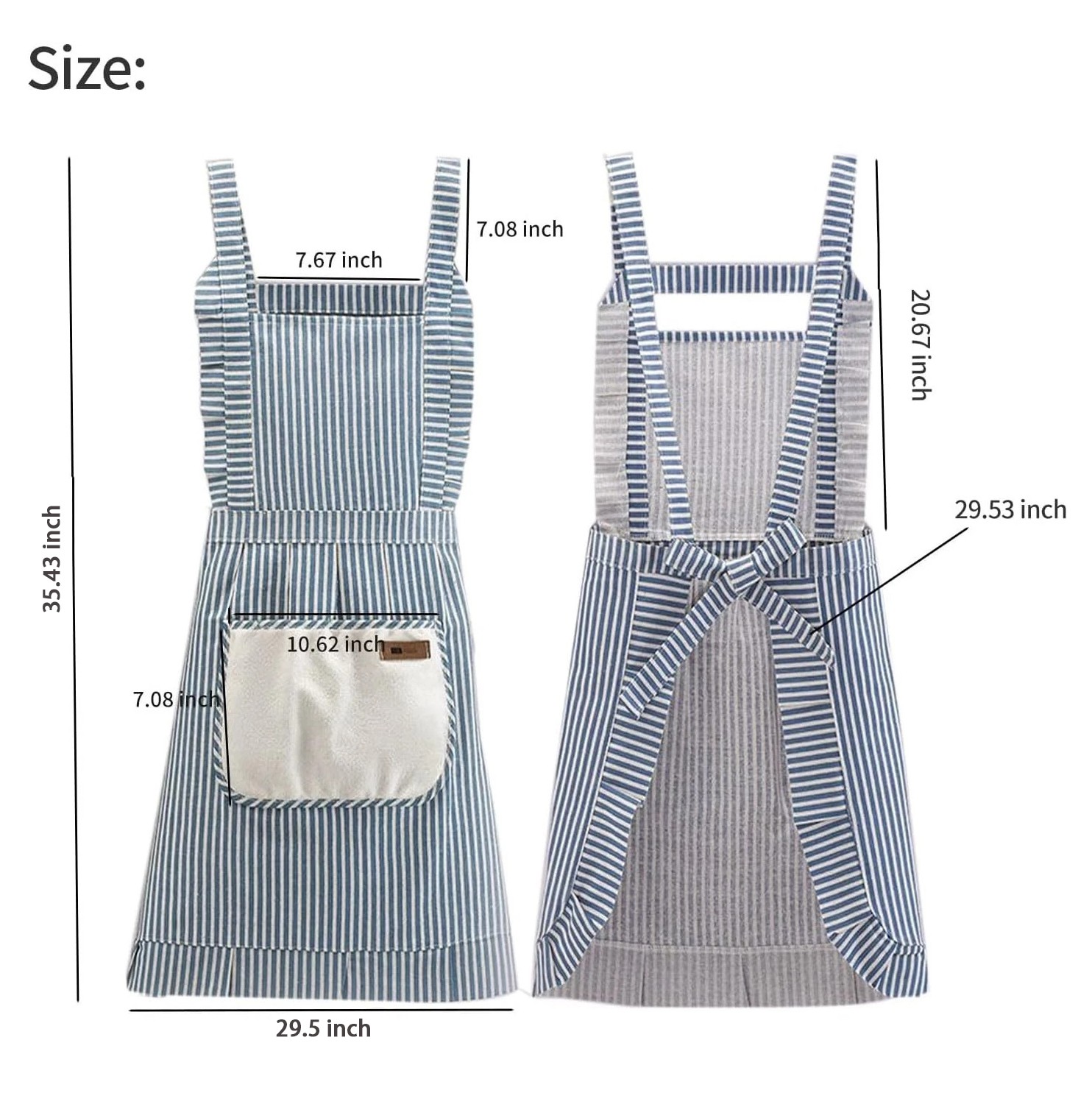 2 Pcs Adjustable Kitchen Apron Cooking Apron For Women For Men With Pockets