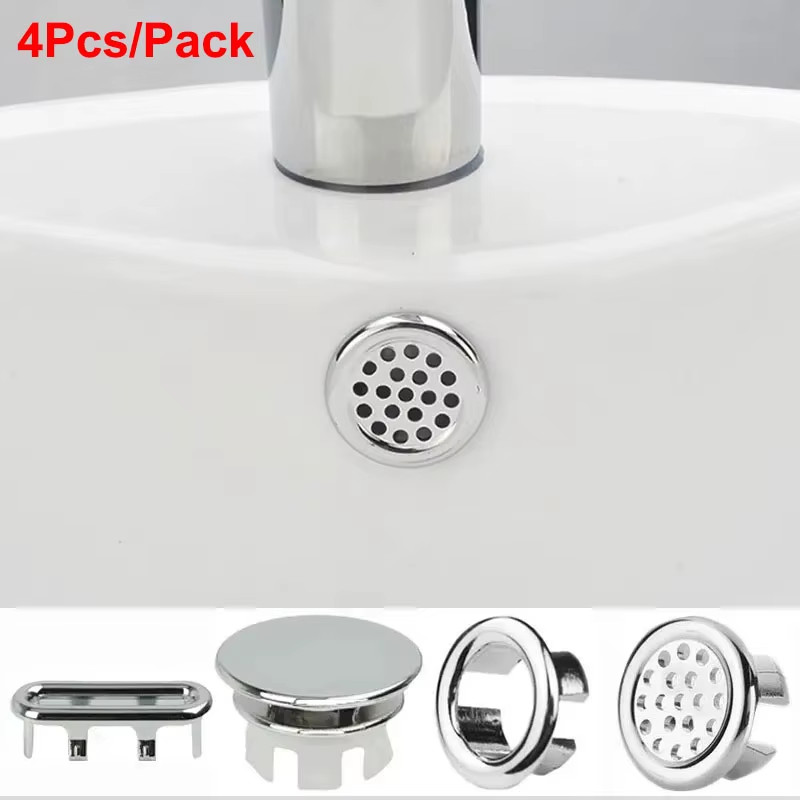 4Pcs Kitchen Bathroom Basin Circular Overflow Drain Cover Decoration Bathtub Sin