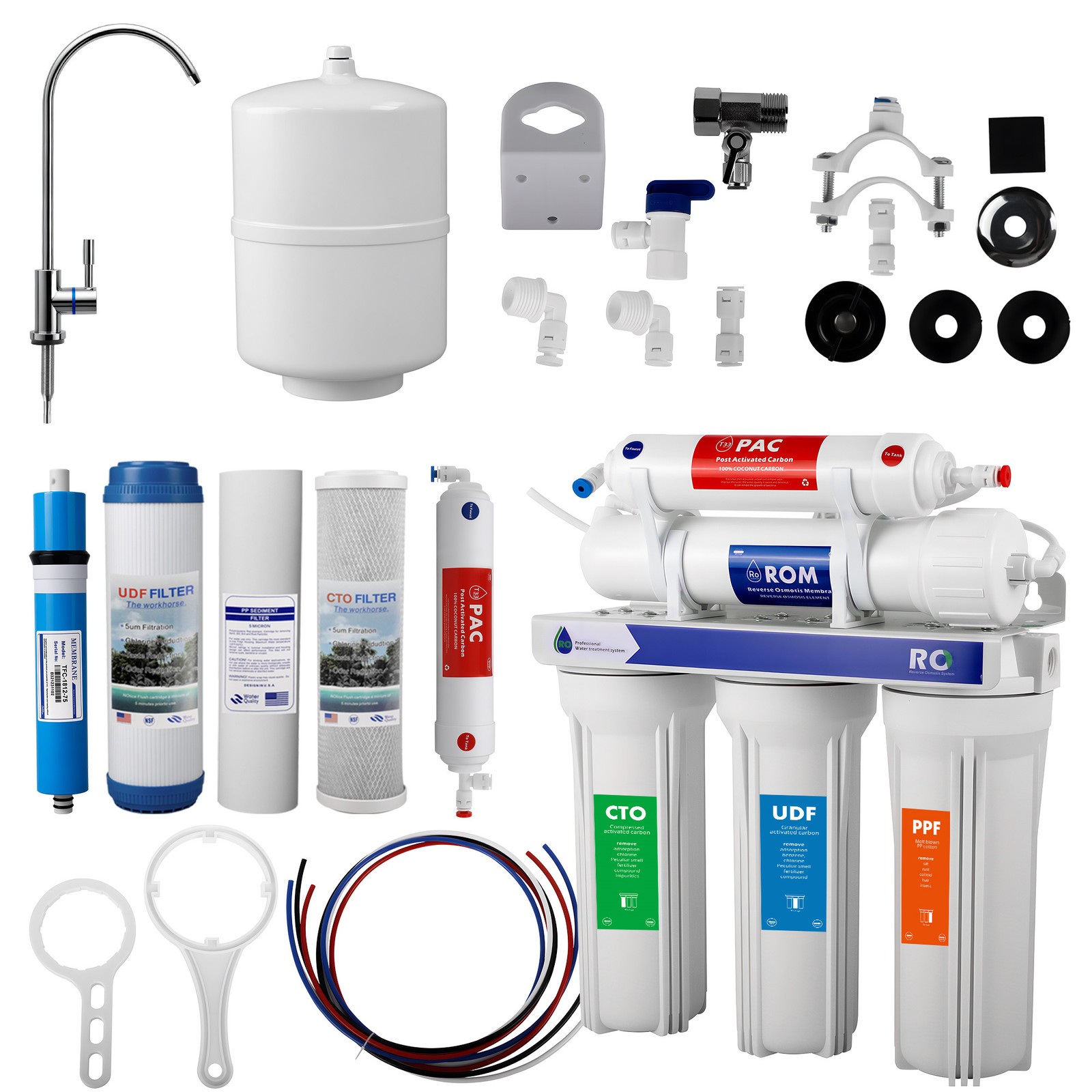 5 Stage Reverse Osmosis Water Filtration System 0.0001μm 75 GPD Purifier