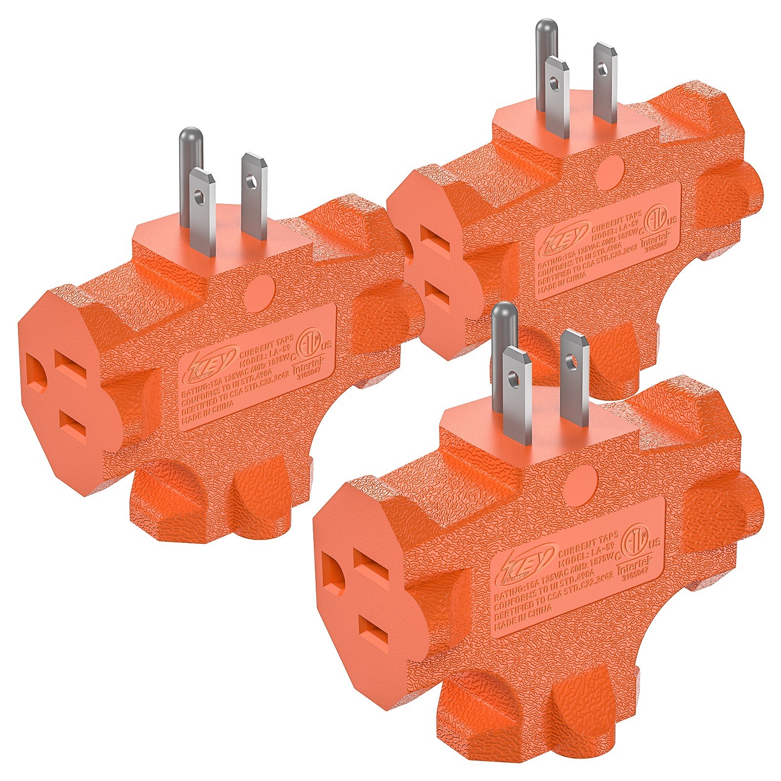 3-Outlet Wall Adapter Splitter, Non-Blocking Compact Plug Expander, ETL Listed