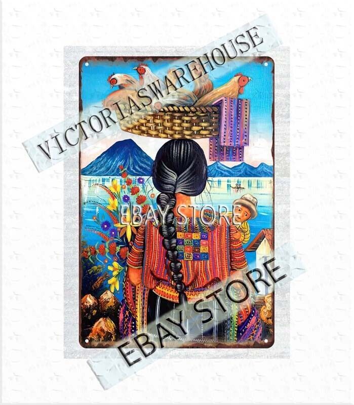 home garden wall accents Guatemala Mexican art metal tin sign