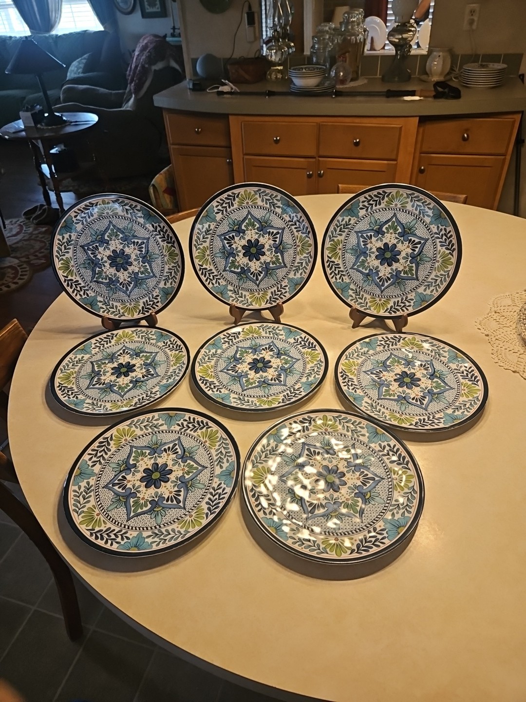 Set of 8 – Certified International 11″ Talavera Nancy Green Melamine Pre-owned