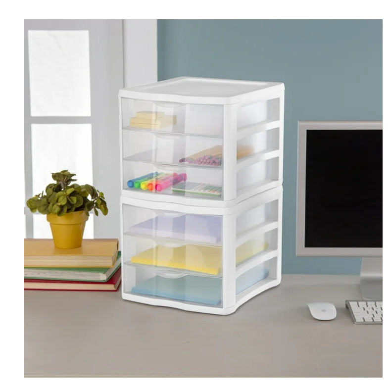 3 Drawer Unit, Clear Plastic Countertop or Desktop Storage Drawers
