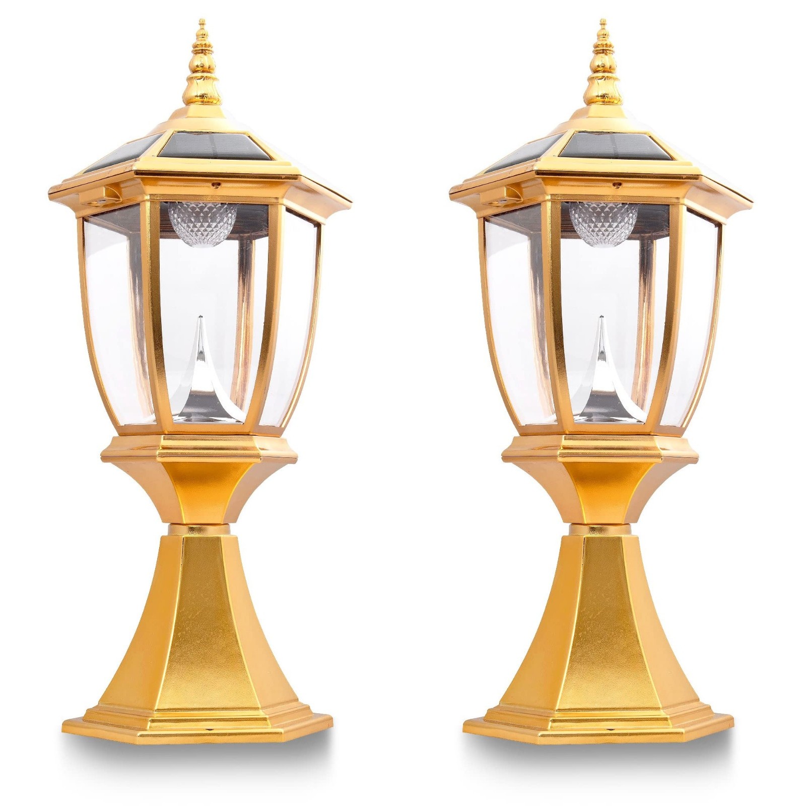 2 Outdoor Solar Post Light Lamp Lantern 6×6 LED Deck Cap Fence Path Vinyl Garden