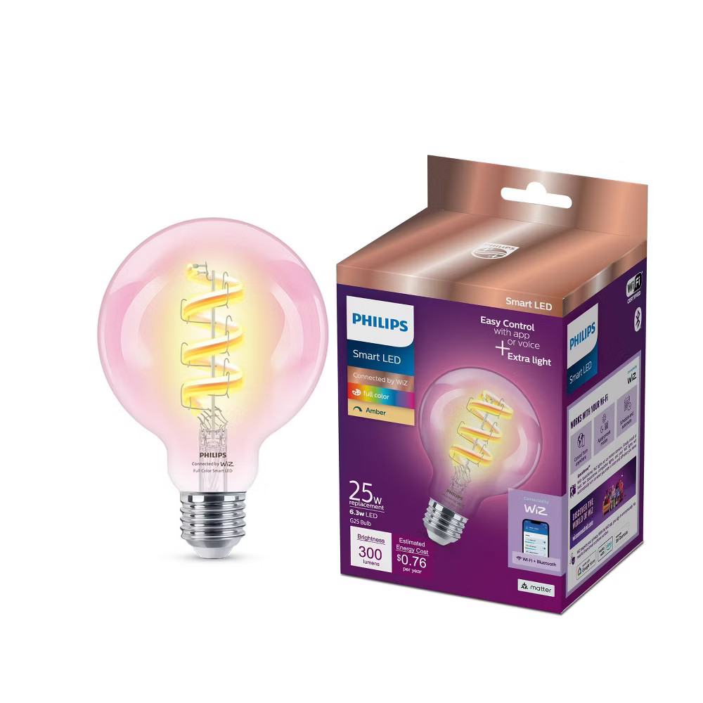 Philips Smart 40W Clear Color Filament G25 1P: LED Light Bulb Dimmable