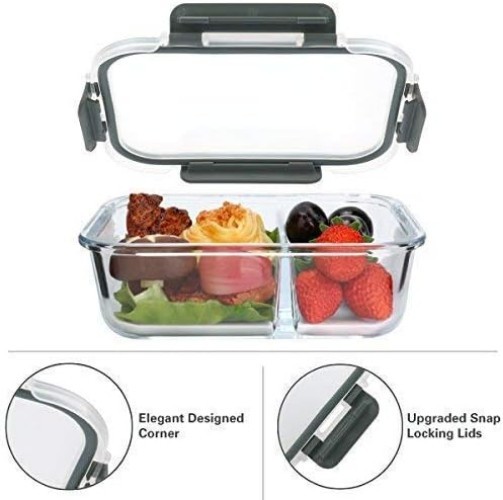 5-Pack,36 Oz] Glass Meal Prep Containers 2 Compartments Portion Control with …