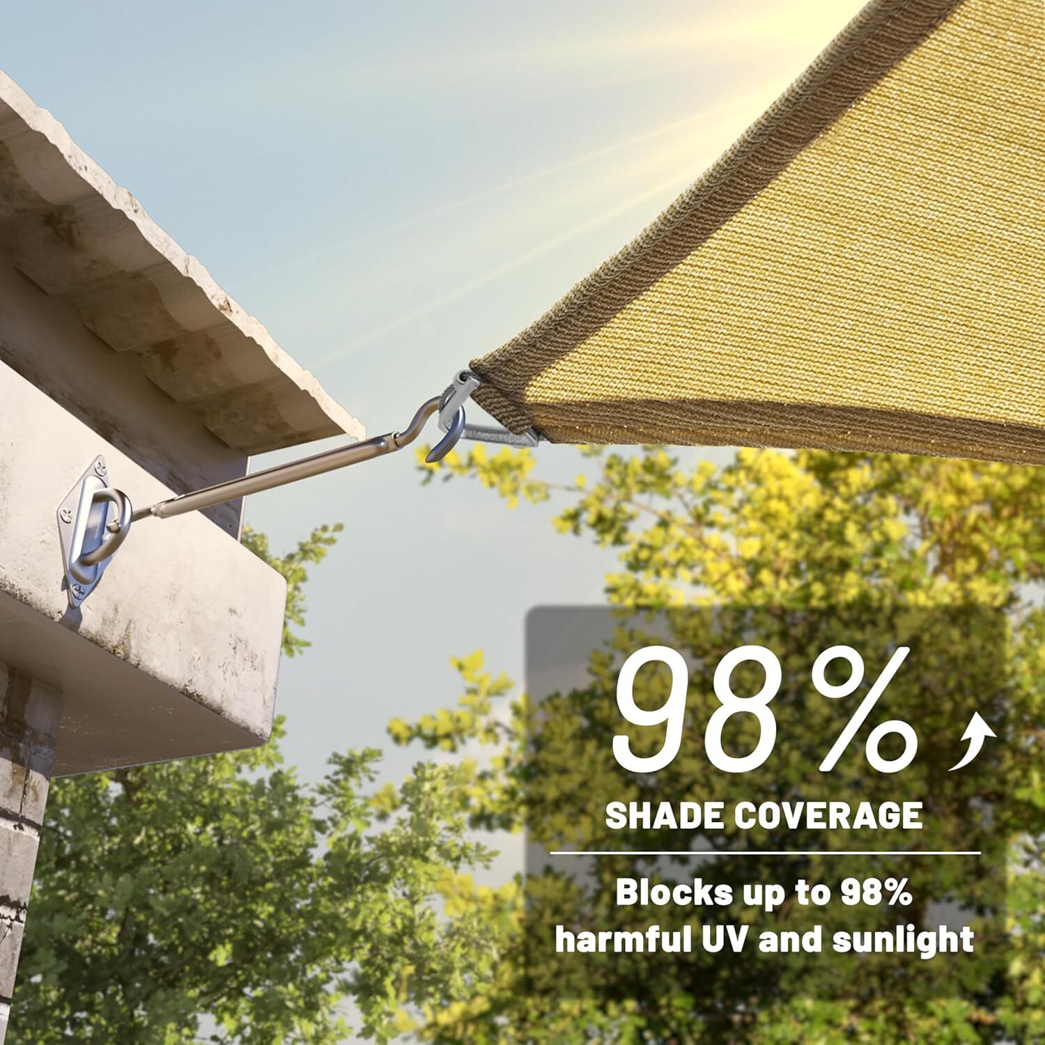 ColourTree Beige Pro Ring Custom Sun Shade Sail Canopy Cover for Patio,Rectangle