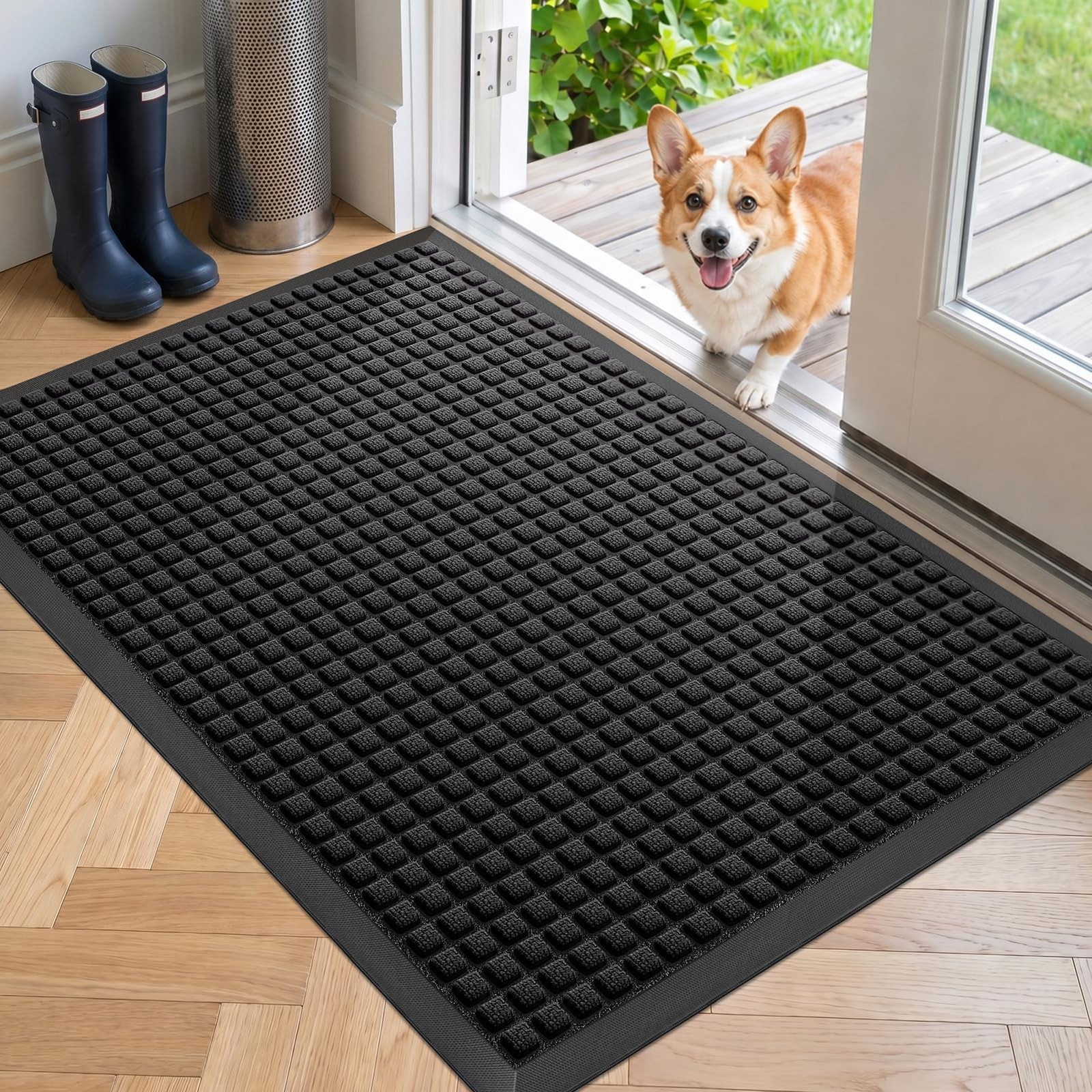 Front Door Mat Outside Entrance, Heavy Duty Waterproof Doormat for Indoor/Out…