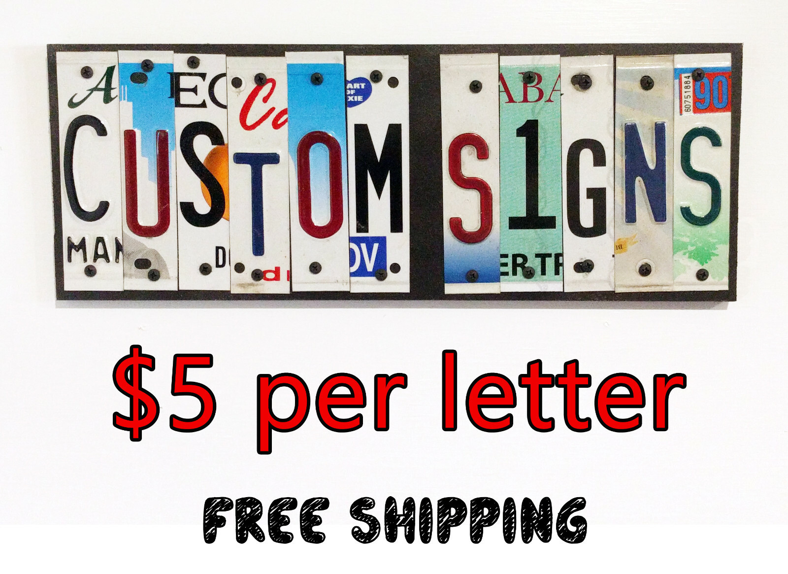 Custom License Plate Signs – Personalized Name, rustic, industrial