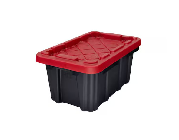 HDX 6.5-Qt Tough Storage Tote in Black with Red Lid