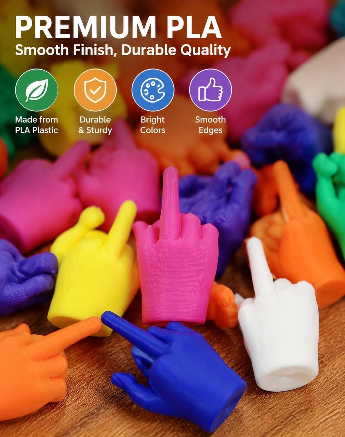 Mini Middle Fingers 50/100 Pack Tiny Hands Adult Gag Gift Set Colorful/Black
