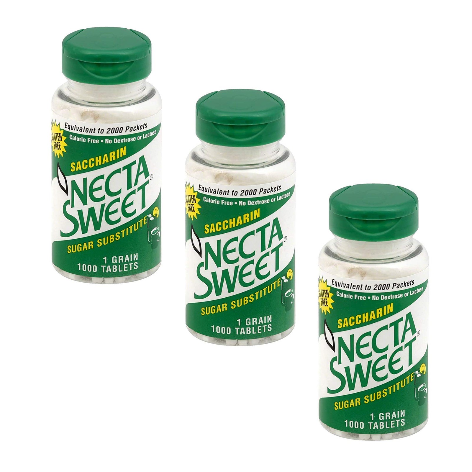 1-Grain Saccharin Tablets – Zero-Calorie Sugar Substitutes (3-Pack 1,000-Tabl…