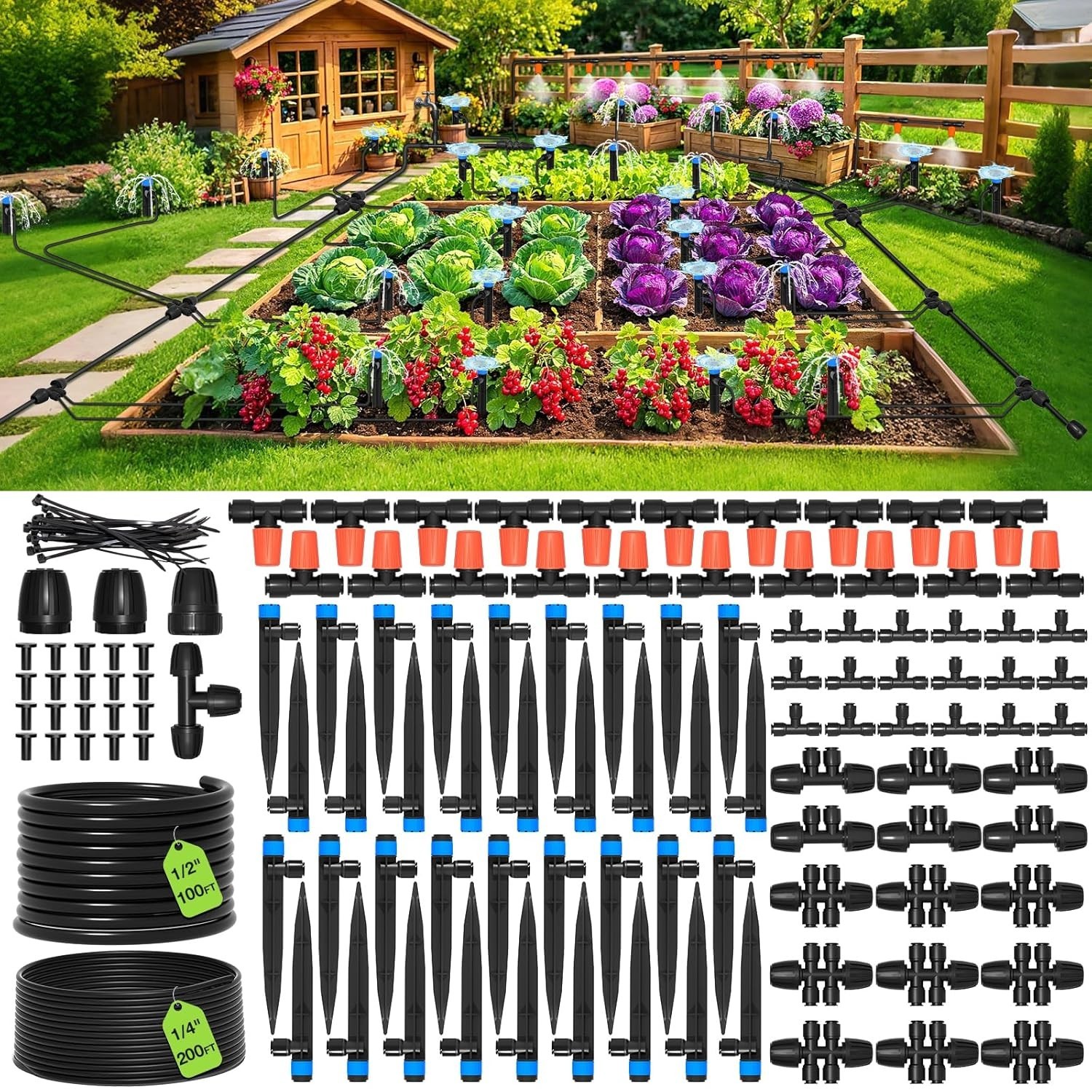 300FT Drip Irrigation System Kit – Full Garden Coverage