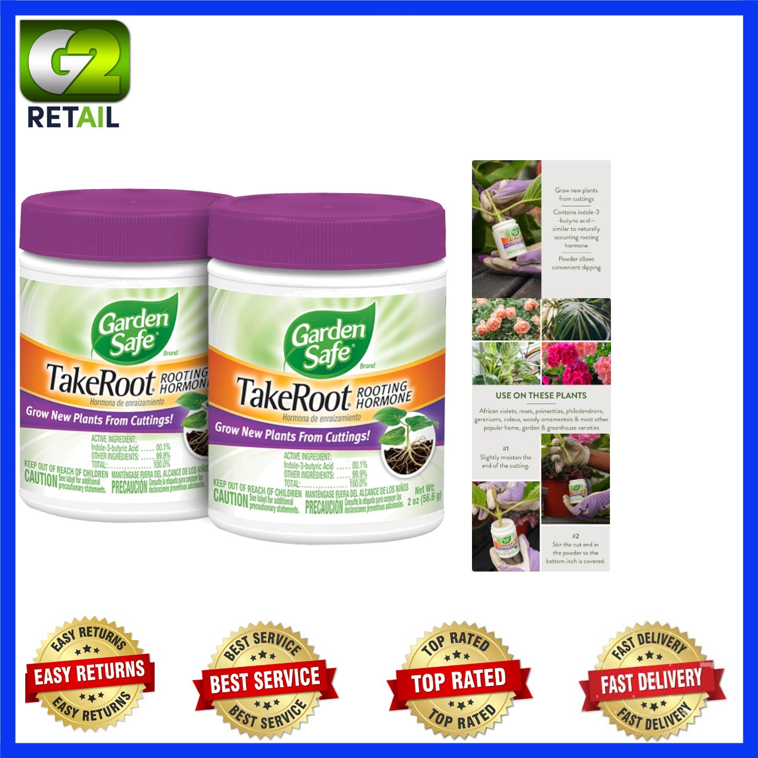 2 Pack TakeRoot Rooting Powder – Boost Your Plant Growth & Propagation Success