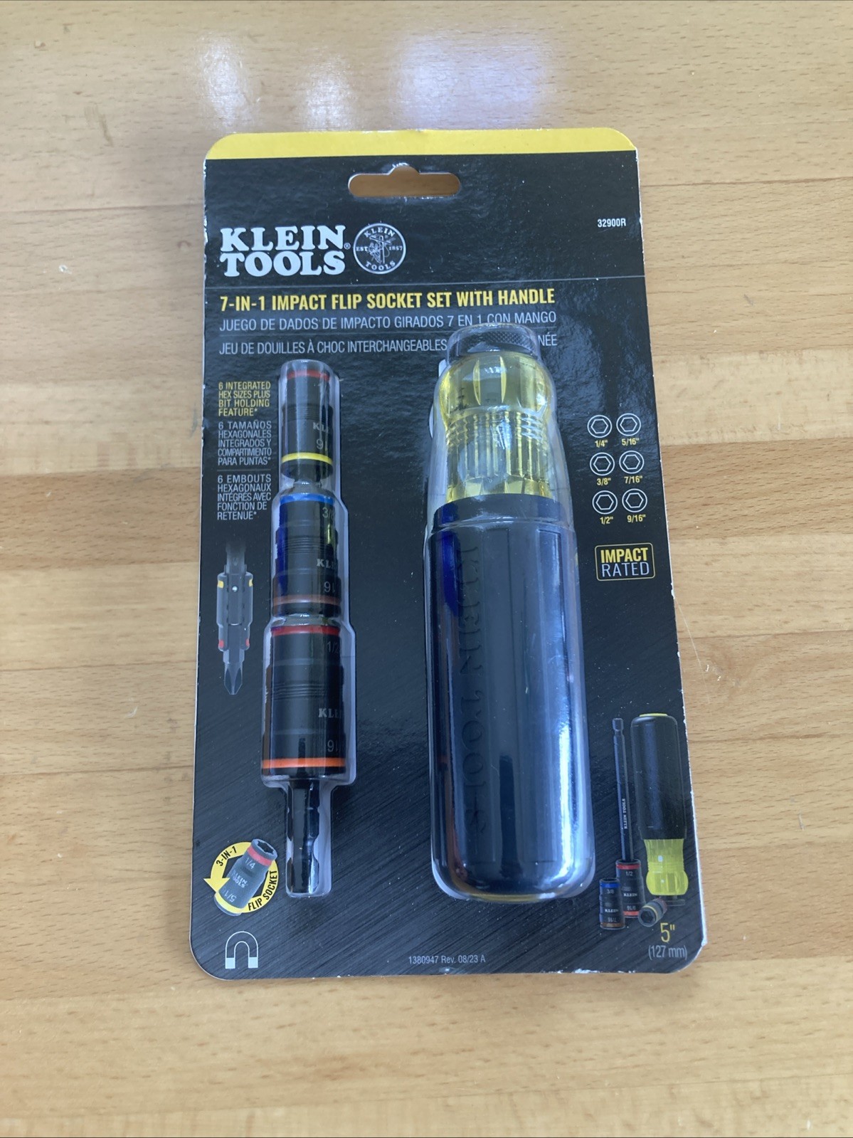 Klein Tools 32900R 7-in-1 Impact Flip Socket Set with Handle – 7 Piece NEW