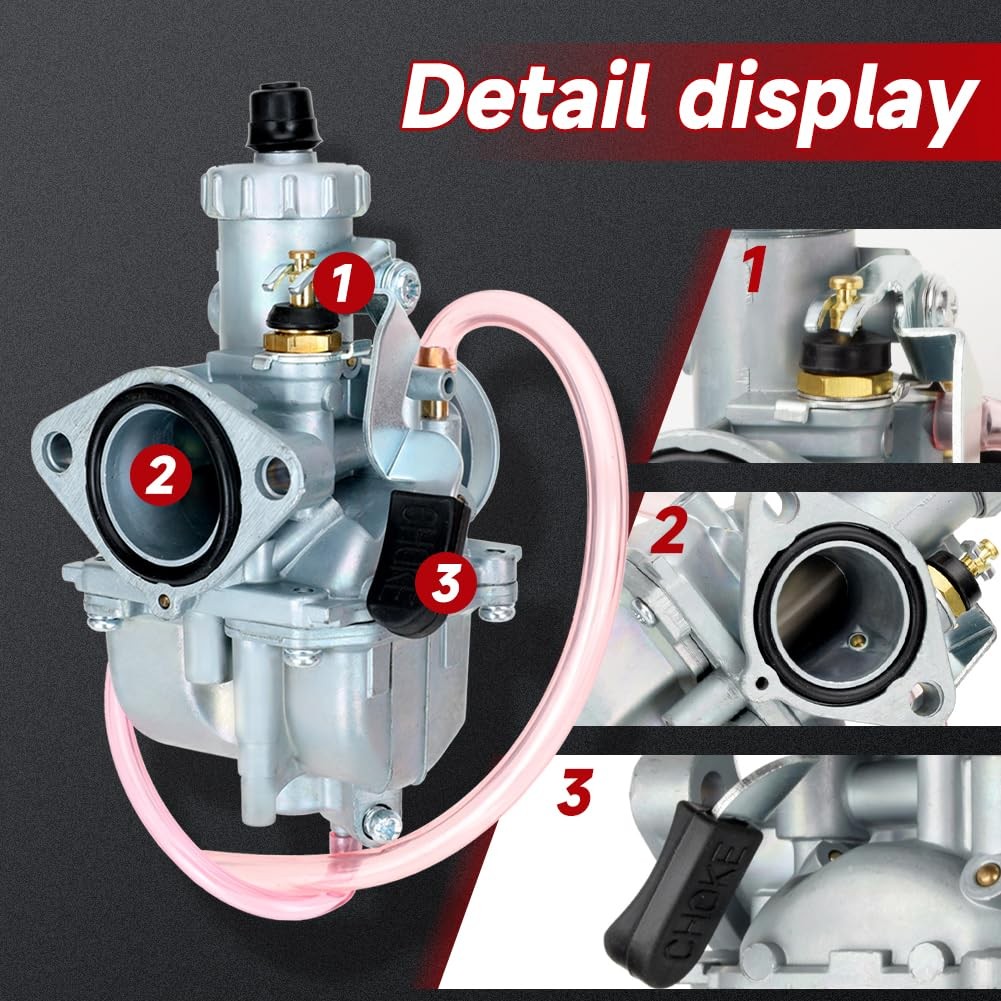 FVRITO VM22 26mm Carburetor Throttle Assembly Main Jets Kit for A-Red