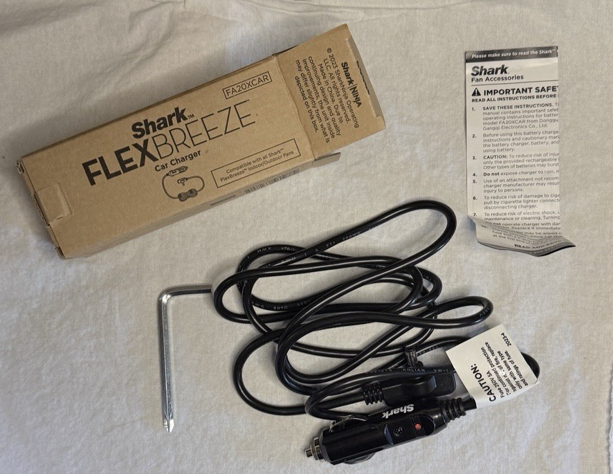 Shark FlexBreeze Car Charger FA20XCAR Cigarette Plug Style *Charger for Fan!