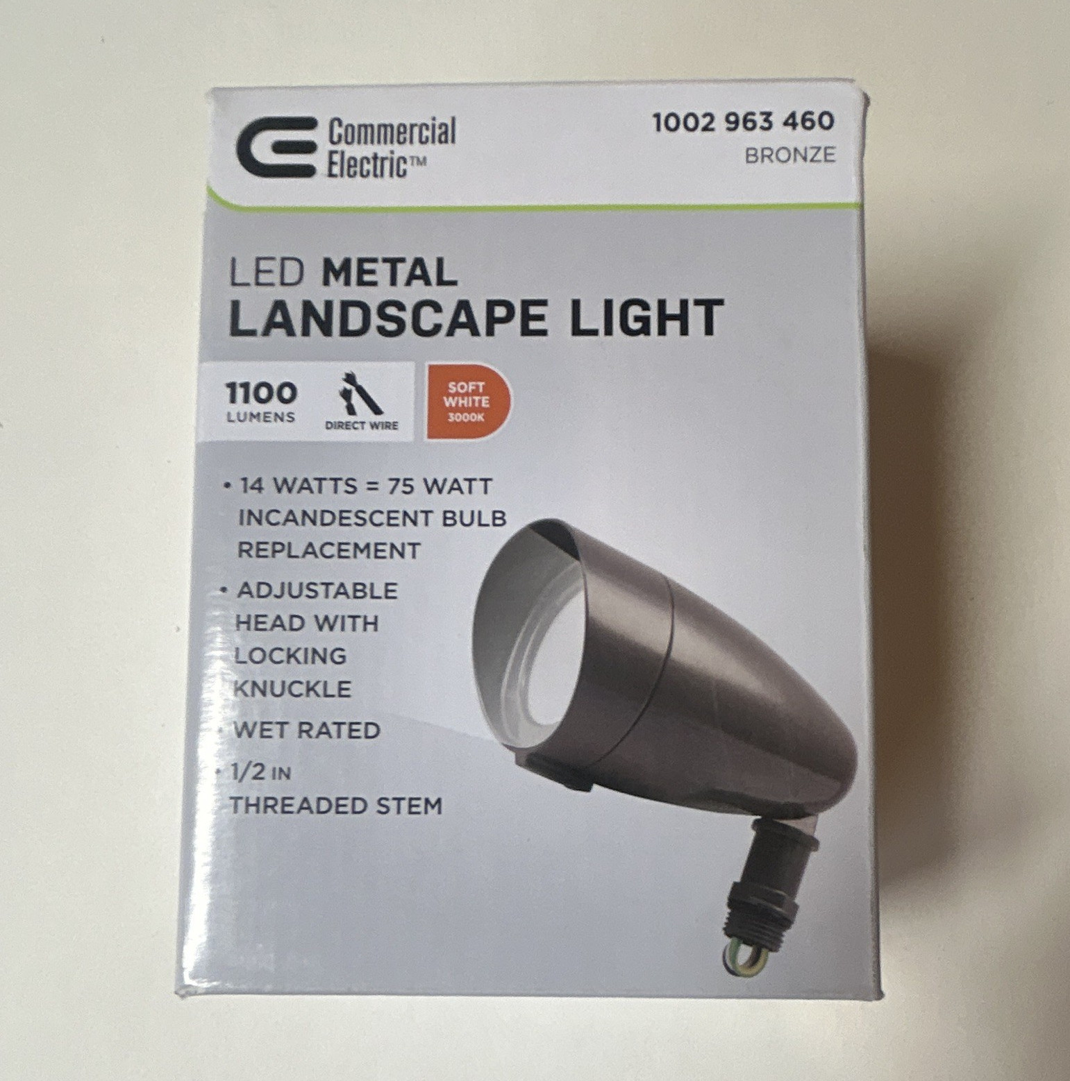 Commercial Electric LED Hardwired Landscape Light Bronze 1100lm 14W 3000K