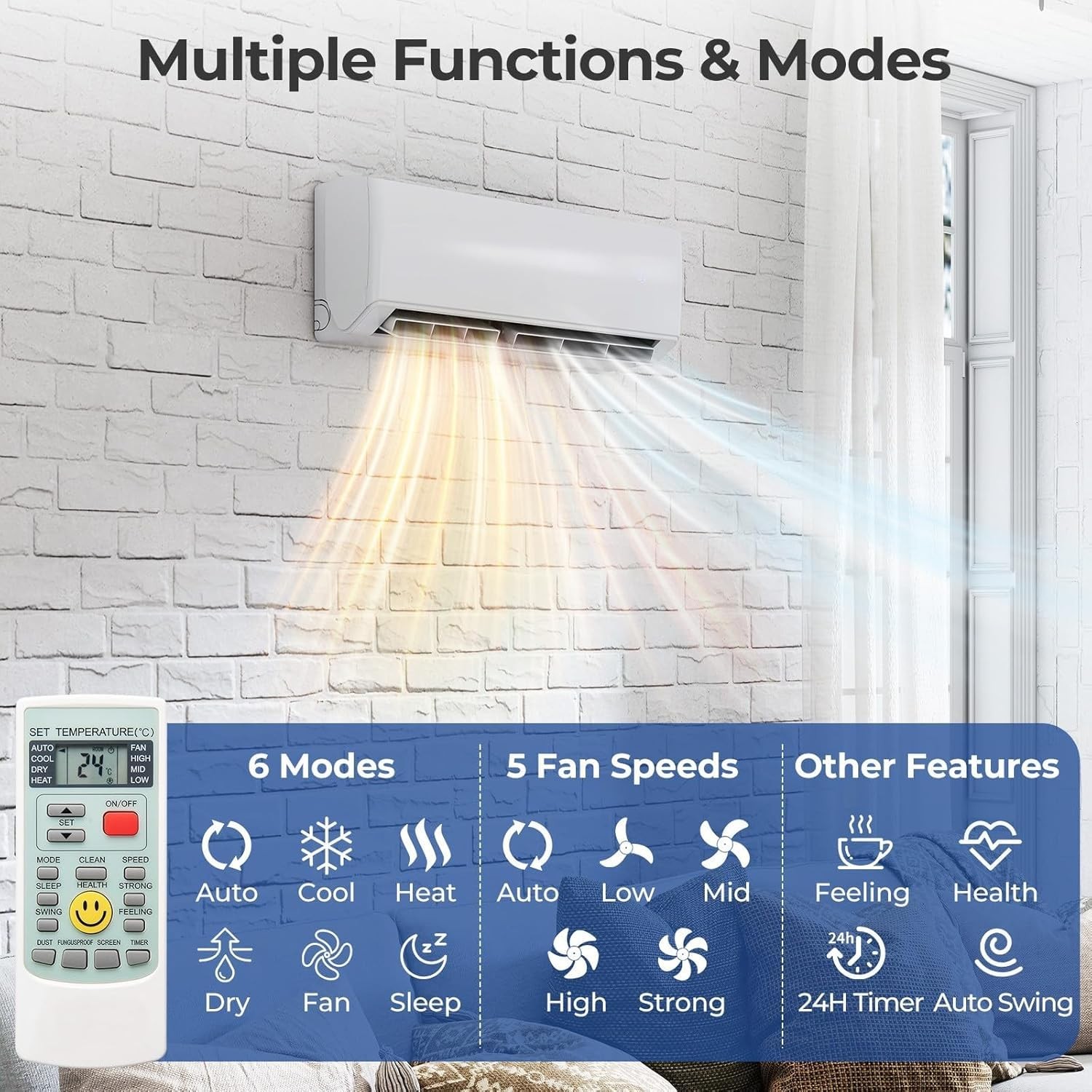 18000 BTU Dual 2 Zone Mini Split Air Conditioner & Heat Pump 9000 BTU+ 9000 BTU