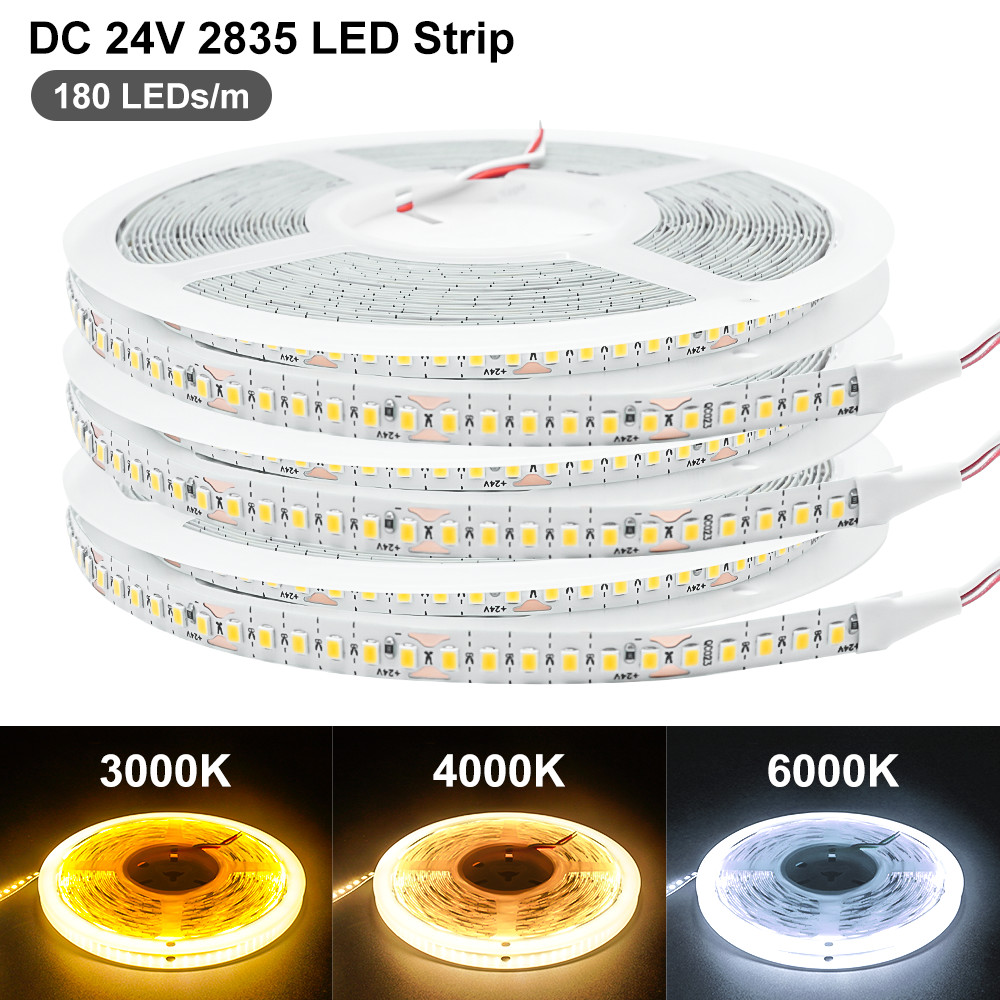 12V 24V SMD 2835 Super Bright Cool White 1200 LED Flexible Light Strip 6000K 10M
