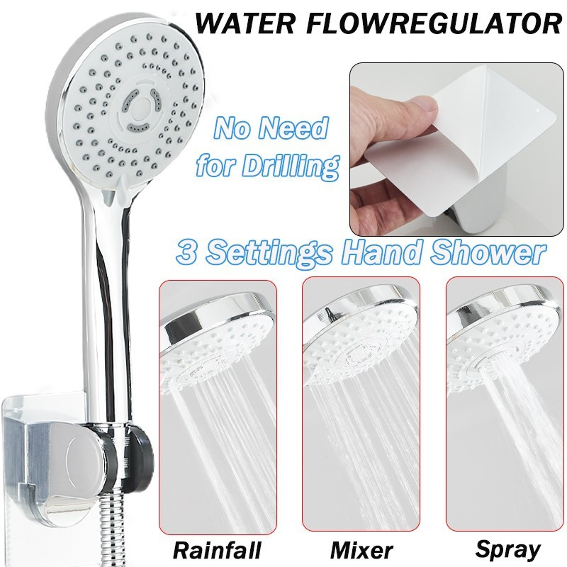 8”Chrome High Pressure Rainfall Shower Head Combo with 3 Setting Handheld Spray