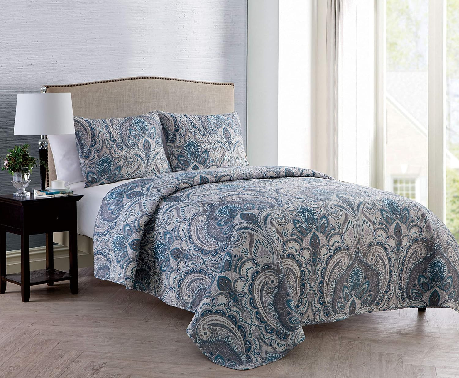 3-Piece King Size Bedding Set – Quilt & 2 Shams | Cozy Bedspread Coverlet & Pill