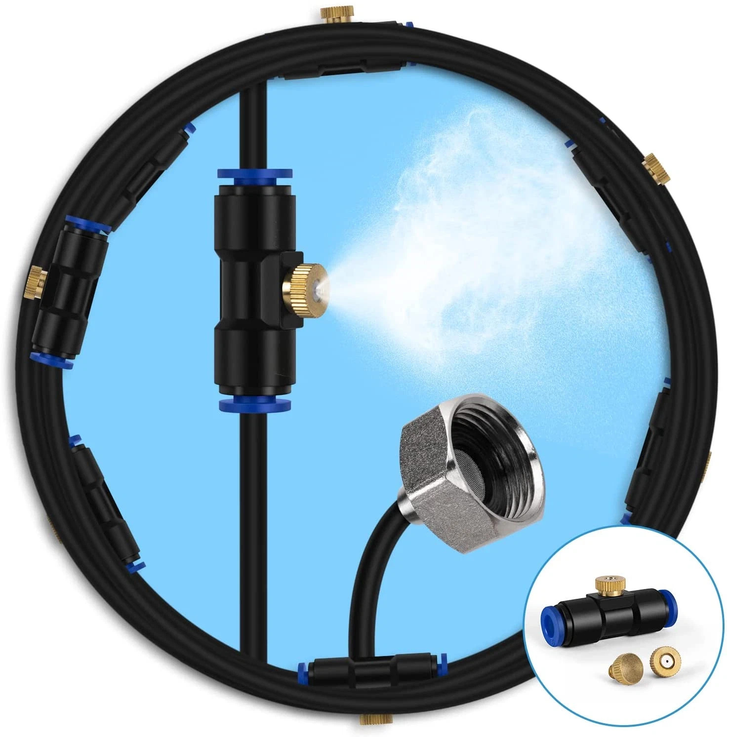 Outdoor Patio Misting System Cooling Kit Garden Greenhouse Water Mister
