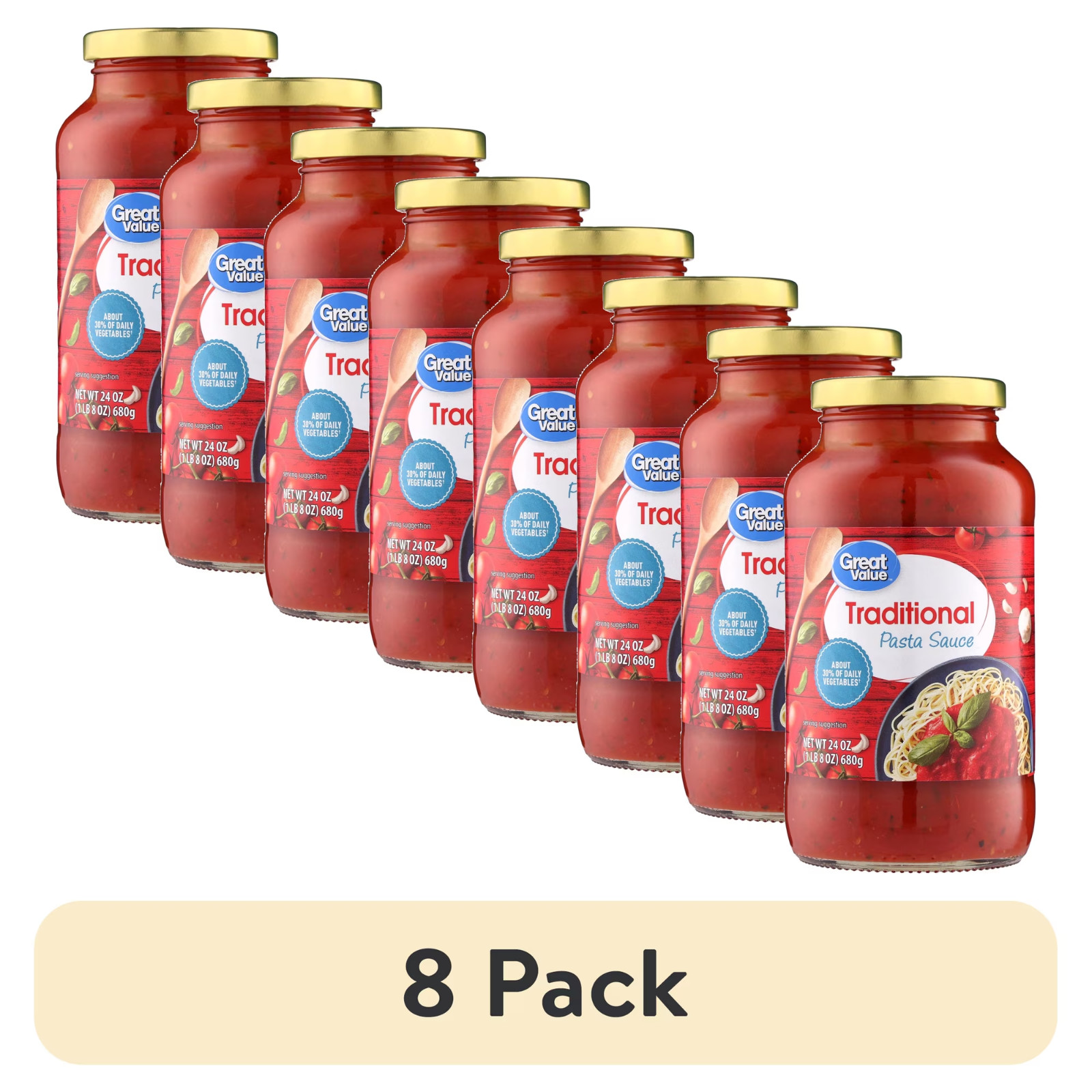 (8 Pack) Great Value Traditional pasta sauce 24 oz….