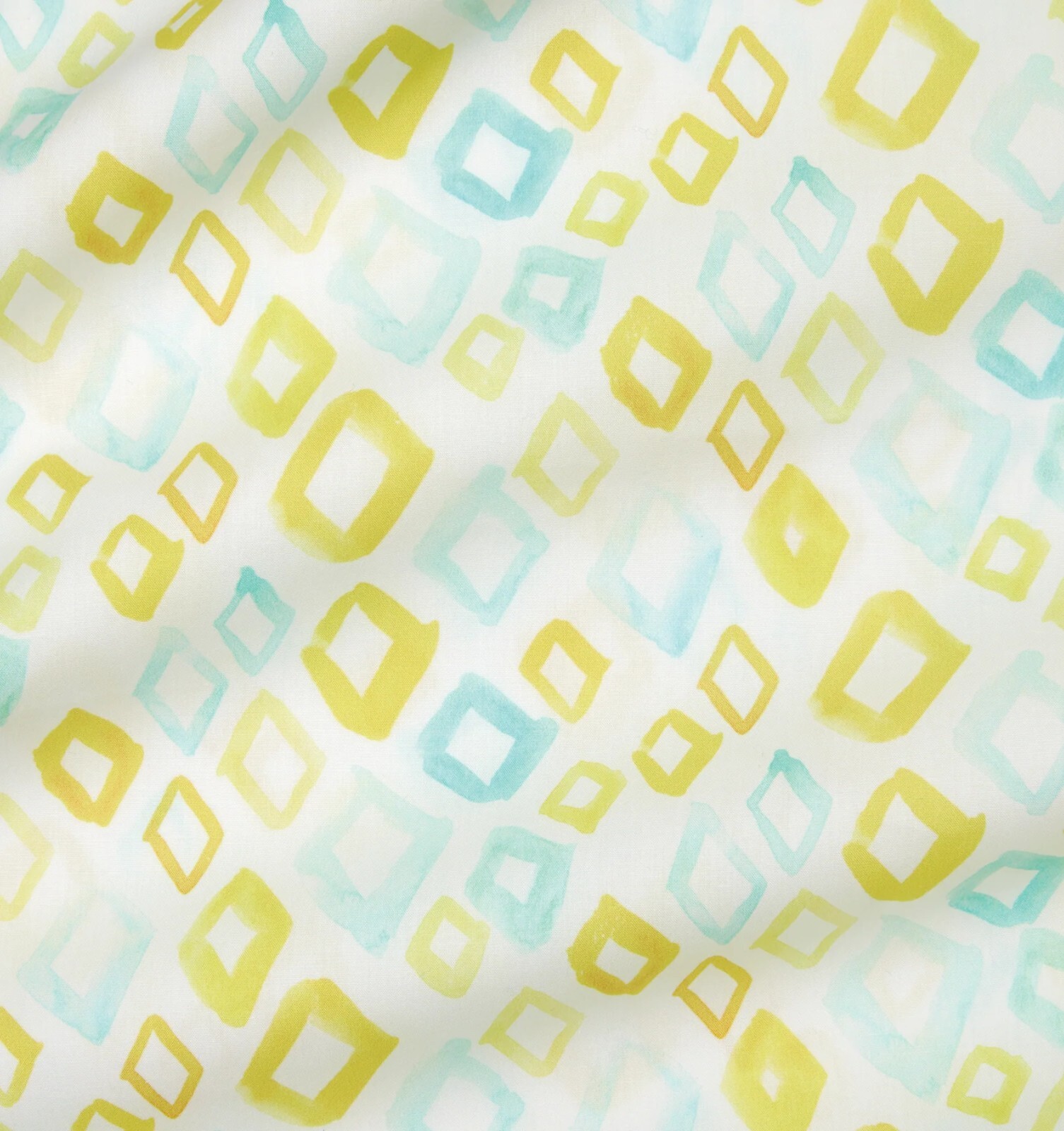 Sferra Geometrico Twin Flat Sheet Cotton Percale Aqua Yellow Diamond Print NEW