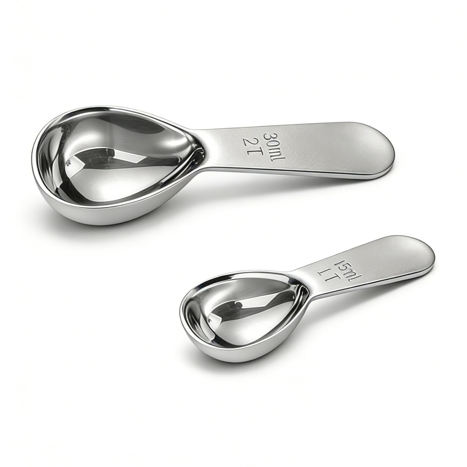 2pcs Tablespoon Coffee Scoop, Scoop Set, 15ml 30ml Tbsp 1, Silver