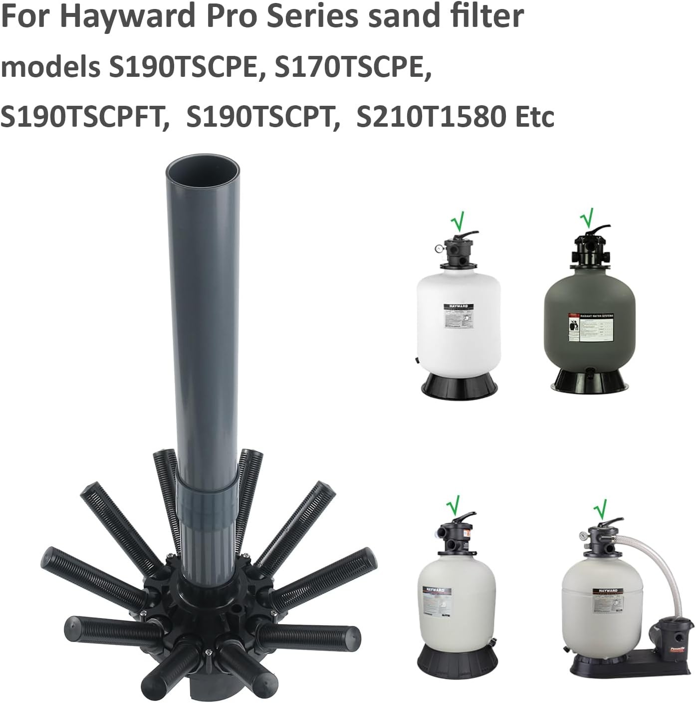 SX180DA Pool Lateral Assembly with Center Pipe for Hayward Sand Filter, Compatib