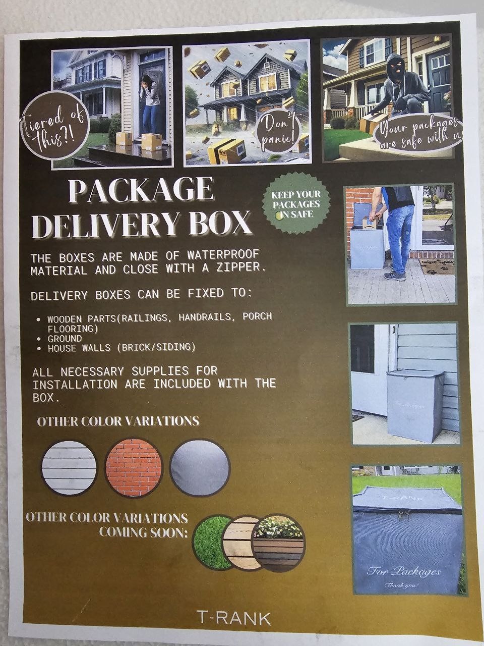 Box for Package Delivery Lockable Outdoor Parcel Drop Red Brick Design