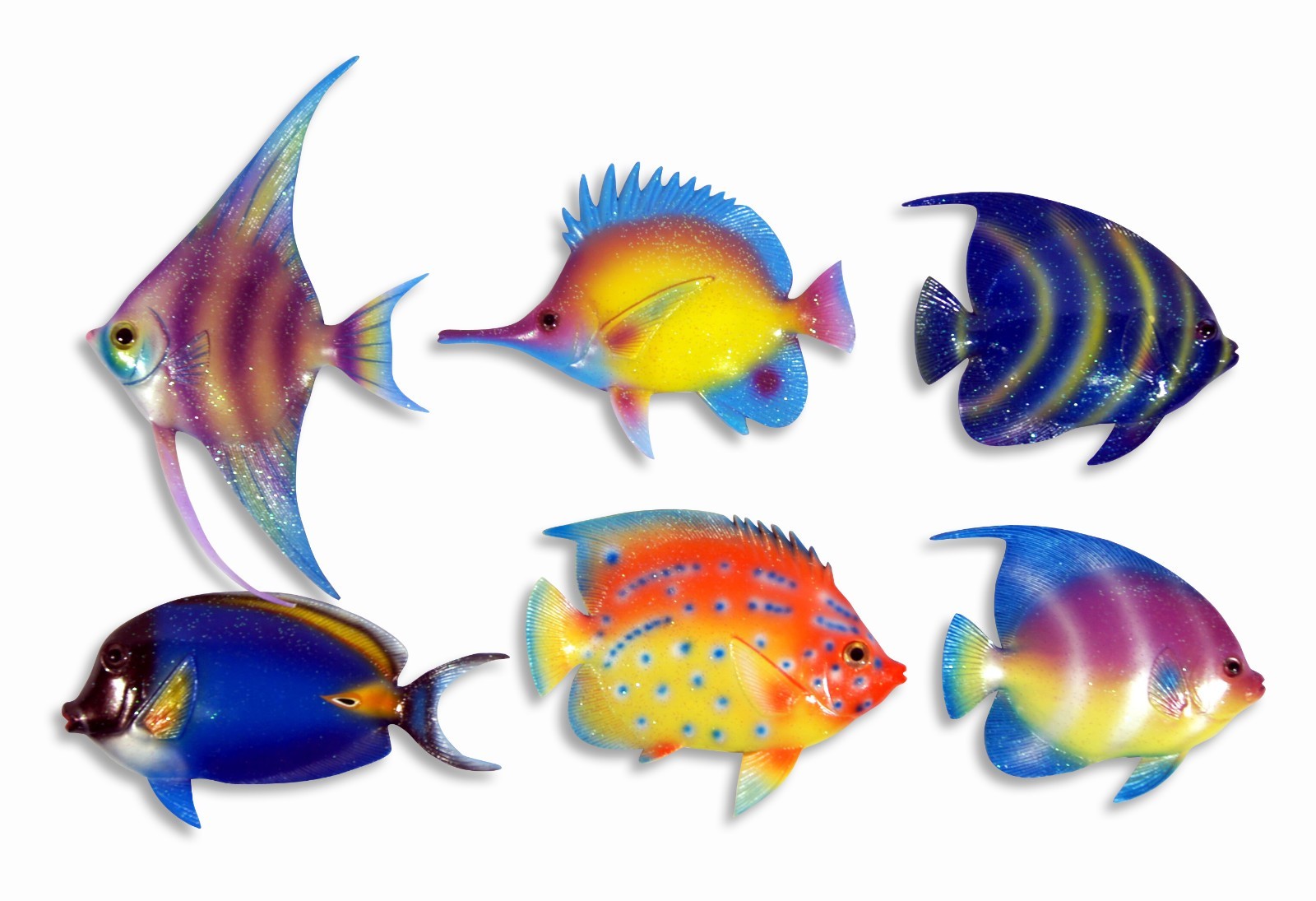Hand Painted 6″ Assorted Tropical Fish Wall Mount Decor (Set of 6) 10D