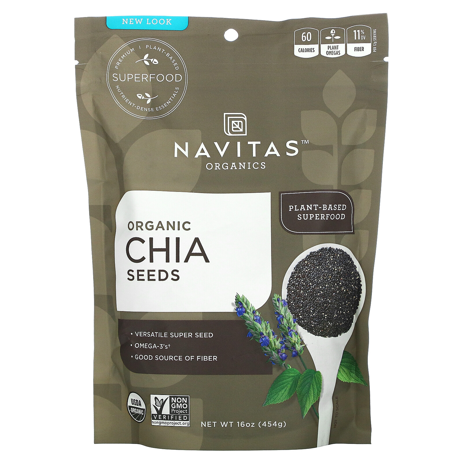 Navitas Organics Organic Chia Seeds 16 oz 454 g B Corp, BPA-Free, Gluten-Free,