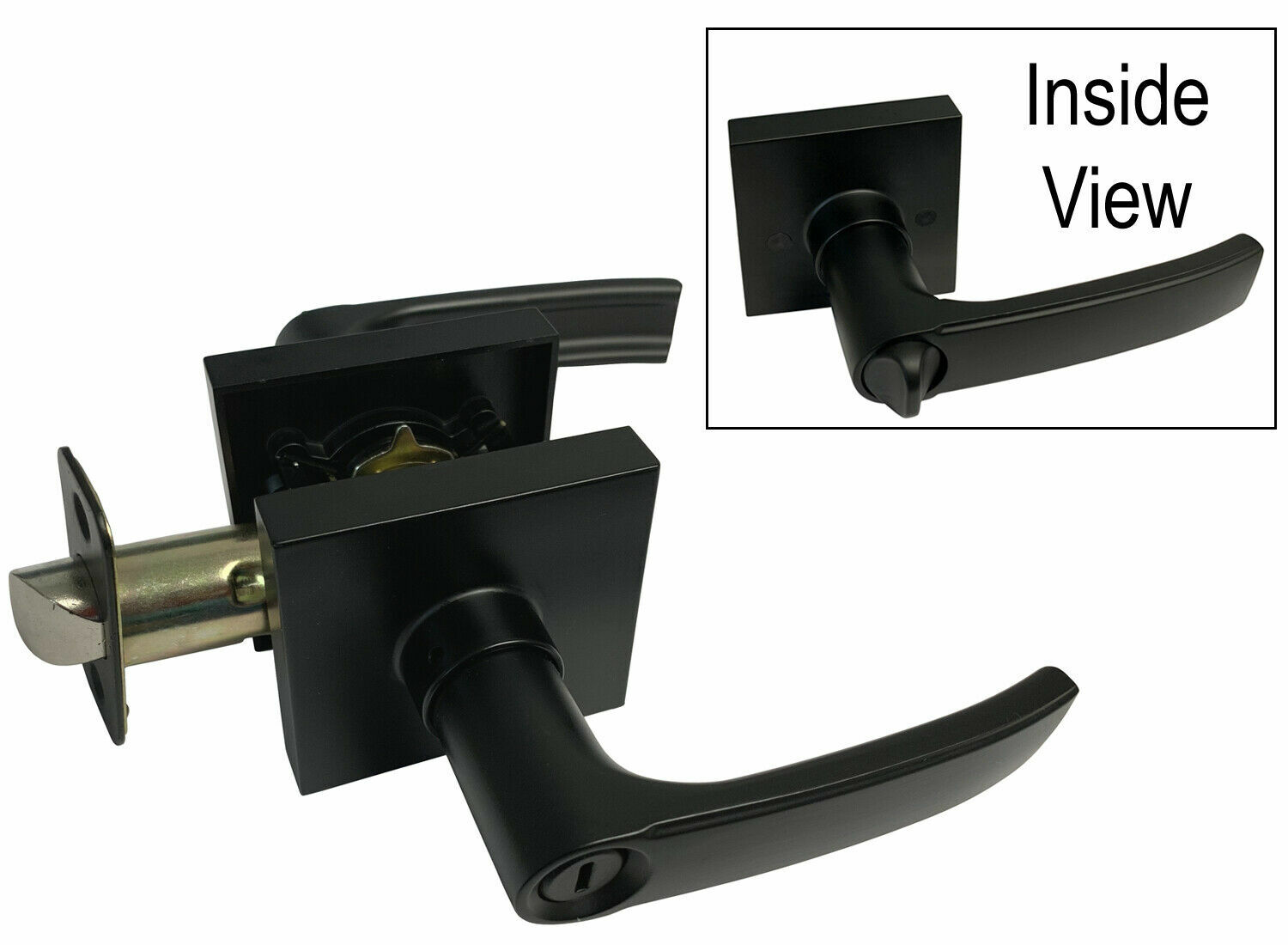 House Guard Matte Black Square Door Levers Locks Knobs Handle Privacy Keyed