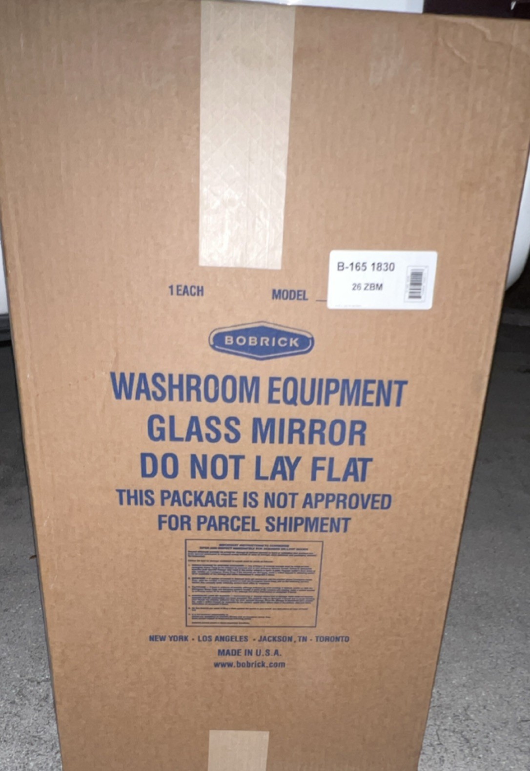 Bobrick Glass Mirror B-165 1830 Bathroom Adults Model Washroom Equipment