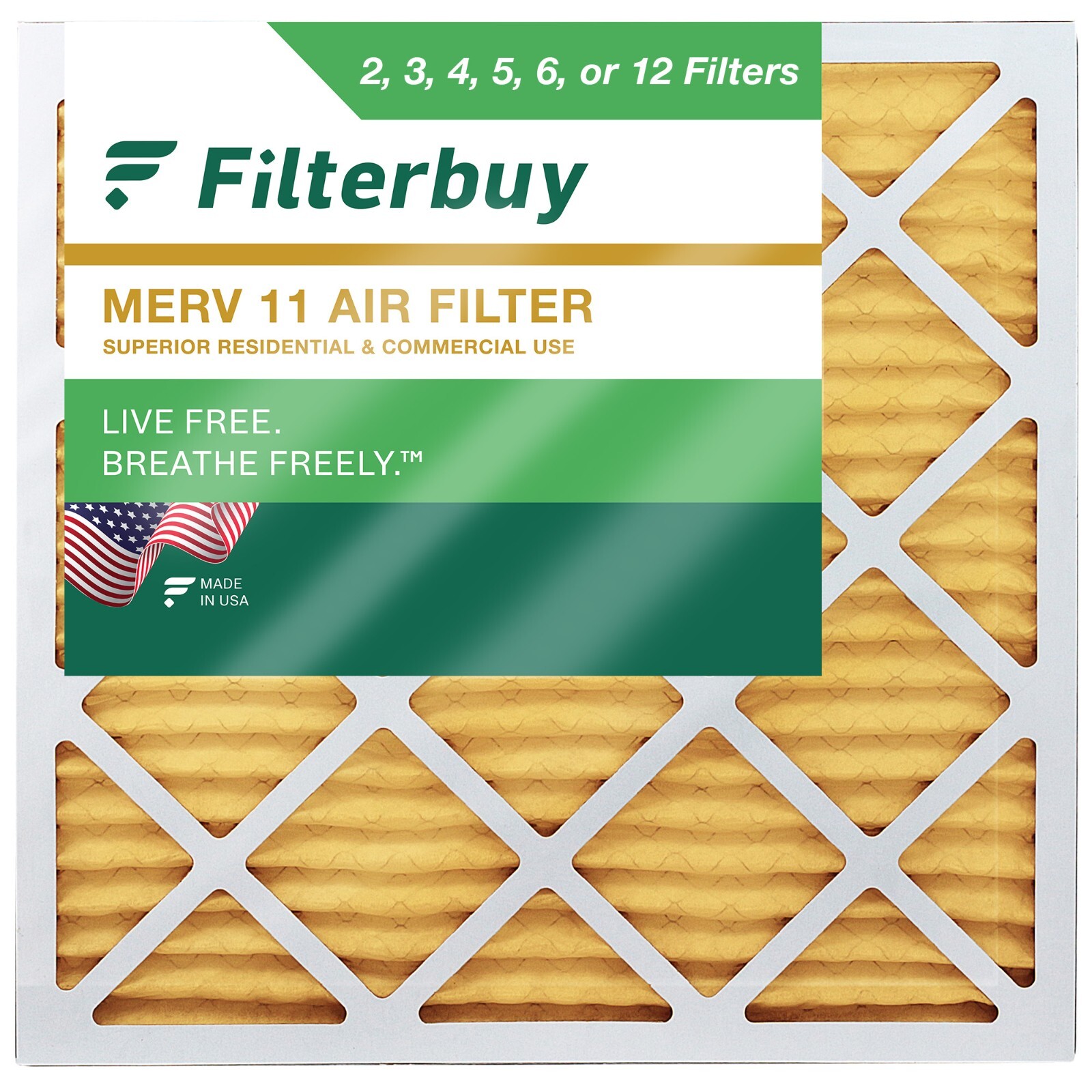 Filterbuy 20x20x4 Pleated Air Filters, Replacement for HVAC AC Furnace (MERV 11)