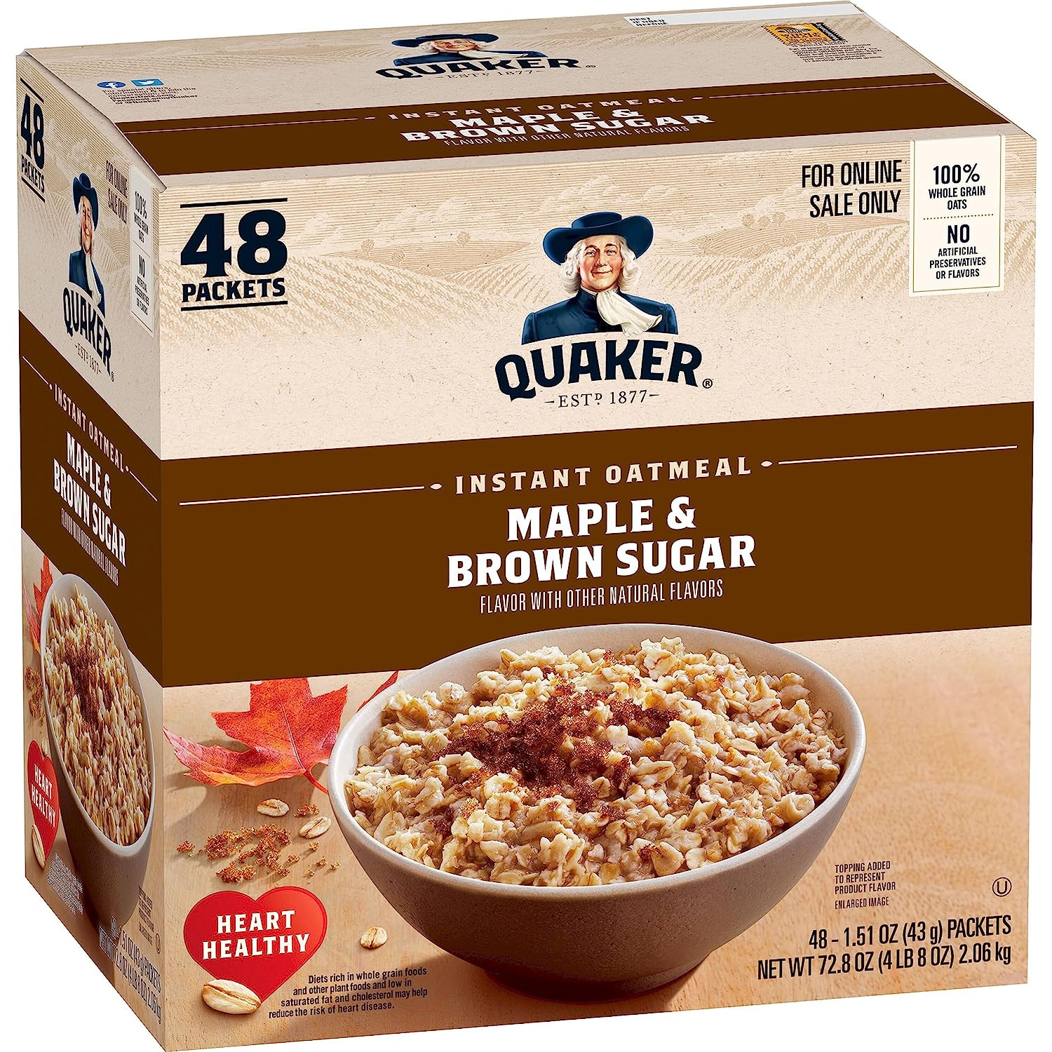 Quaker Instant Oatmeal, Maple & Brown Sugar, Individual Packets, 1.51 Ounce USA